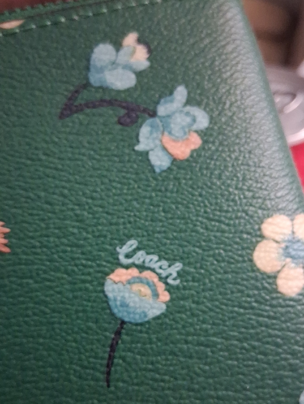 Nwt Coach Green Floral Wristlet Clutch with Detachable Strap. Firm Price - Picture 8 of 9